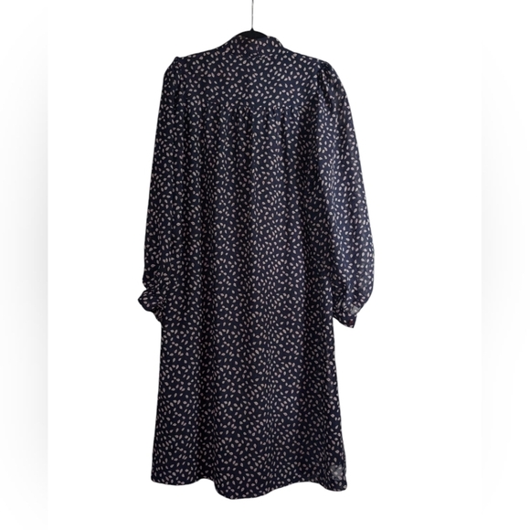 Vintage Chic Navy Blue Flowery Dot Dress - Picture 3 of 5